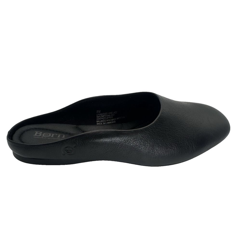 Børn Womens 8 Leather Mules Black Slip On Ballet Flat Loafers Minimalist NWOT - Picture 7 of 10